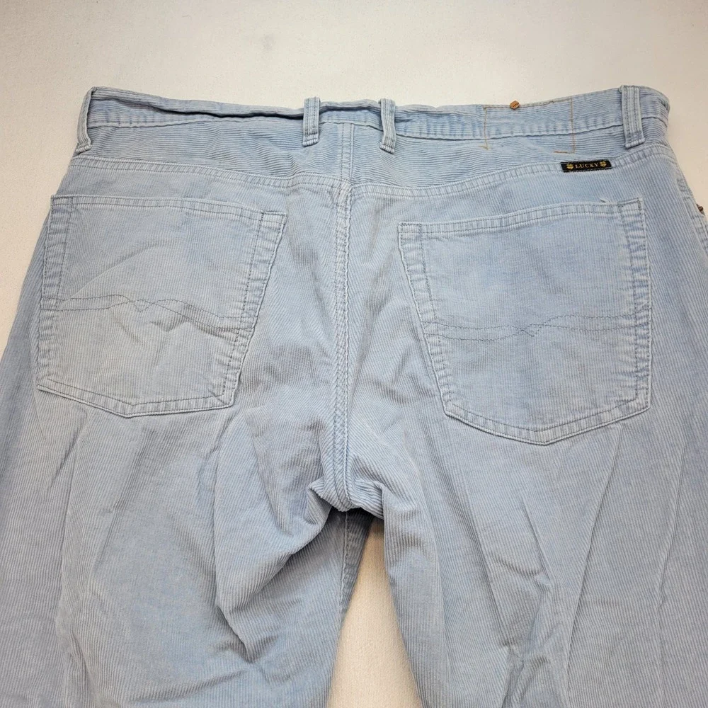 Lucky Brand Corduroy Pants Mens 36 Blue Casual Straight Leg Button Fly